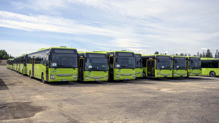 Et lite knippe av totalt 217 Iveco rute- og forstadsbusser som Iveco Bus har levet til Vy Buss AS.