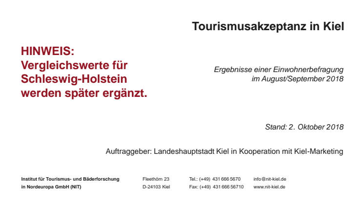 Ergebnisse der Tourismusakzeptanzstudie Kiel 2018