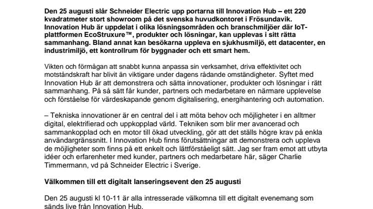 Schneider Electric öppnar Innovation Hub i Stockholm