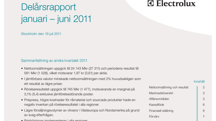 Delårsrapport januari  - juni 2011