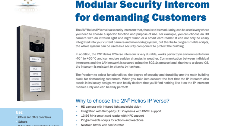 Porttelefoner från Gate Security - 2N Helios IP Verso