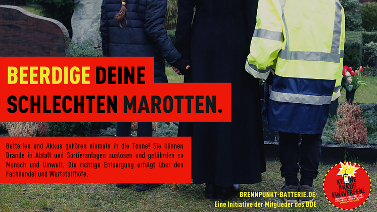 Beerdige deine schlechten Marotten. Kampagnenmotiv von www.brennpunkt-batterie.de.