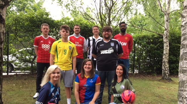 Staff wearing football shirts in aid of the Bradley Lowery Foundation