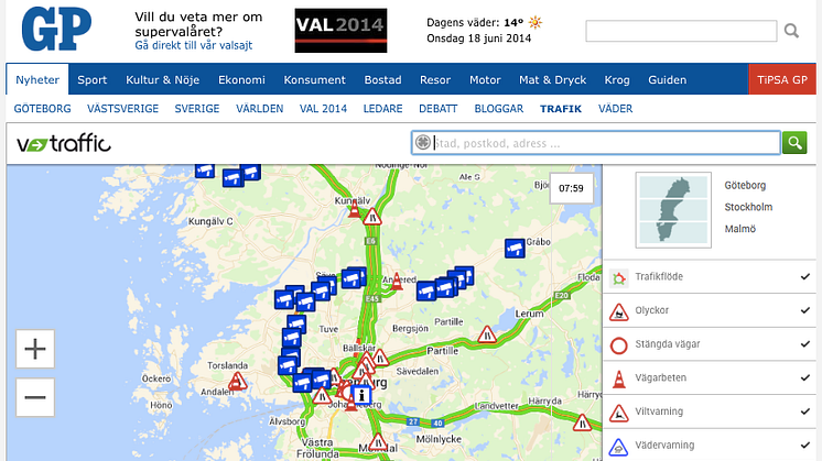 Ny onlinetjänst för trafikinformation