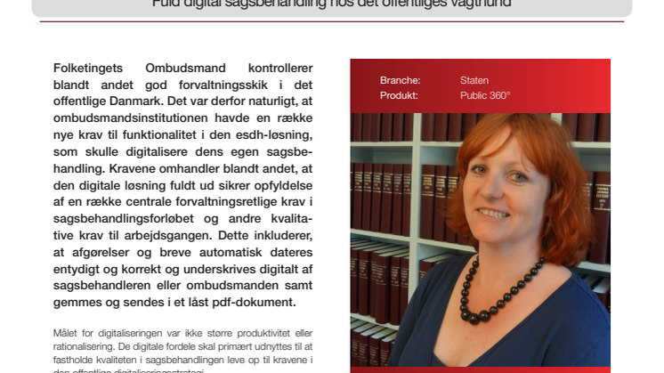 Folketingets Ombudsmand - Fuld digital sagsbehandling hos det offentliges vagthund 