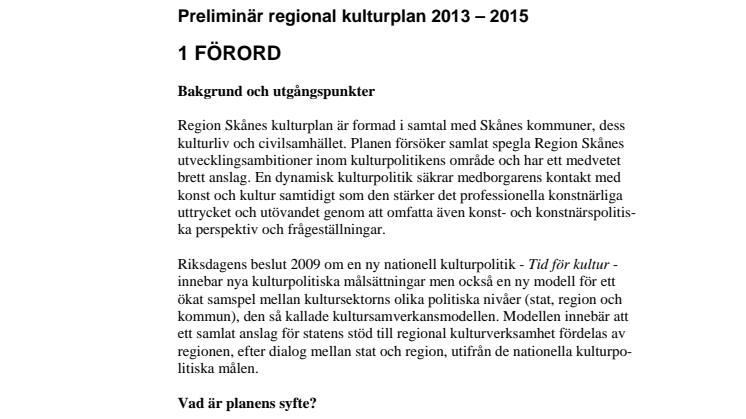 Regional kulturplan för Skåne 2013-2015