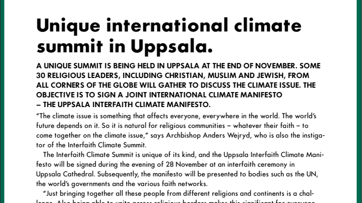 Uppsala Interfaith Summit 28-29 november