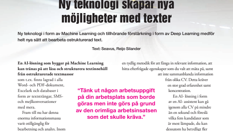 Ny teknologi skapar nya möjligheter med texter - Utdrag ur Arkiv Information Teknik, nr. 1 2019