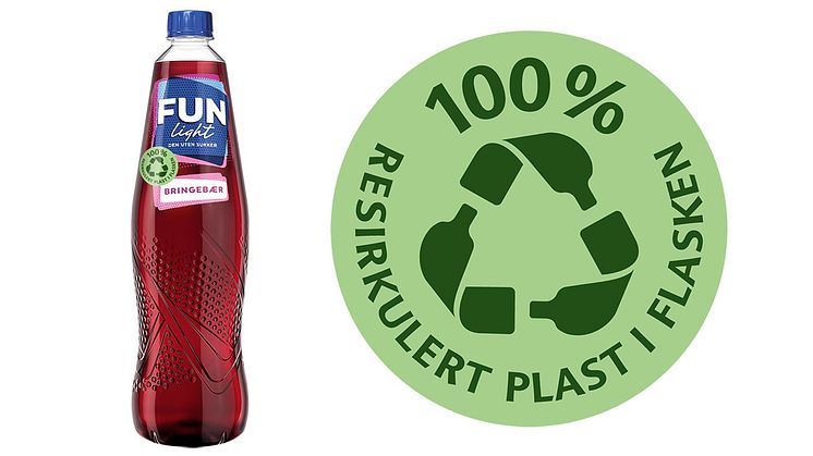 RESIRKULERT PLAST: Slik vil FUN Light-flaskene av kun resirkulert plast se ut.