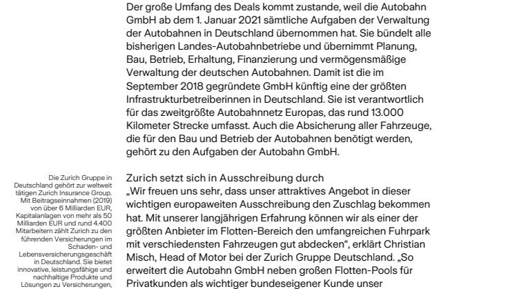 Flottendeal: Zurich versichert die Autobahn GmbH des Bundes