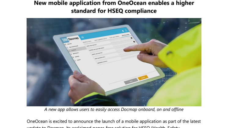 New mobile application from OneOcean enables a higher standard for HSEQ compliance