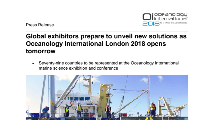 Global exhibitors prepare to unveil new solutions as Oceanology International London 2018 opens tomorrow