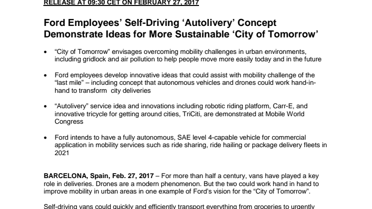 City of Tomorrow - Autolivery på MWC 2017