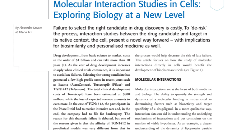 Molecular Interaction Studies in Cells: Exploring Biology at a New Level