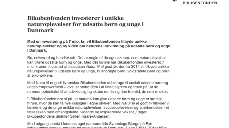 Bikubenfonden investerer i unikke naturoplevelser for udsatte børn og unge i Danmark 