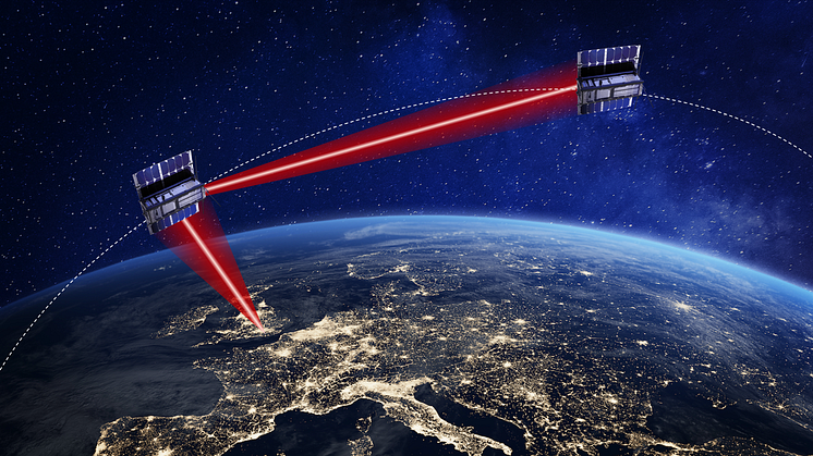 Artists' impression of the laser-based satellite communications system