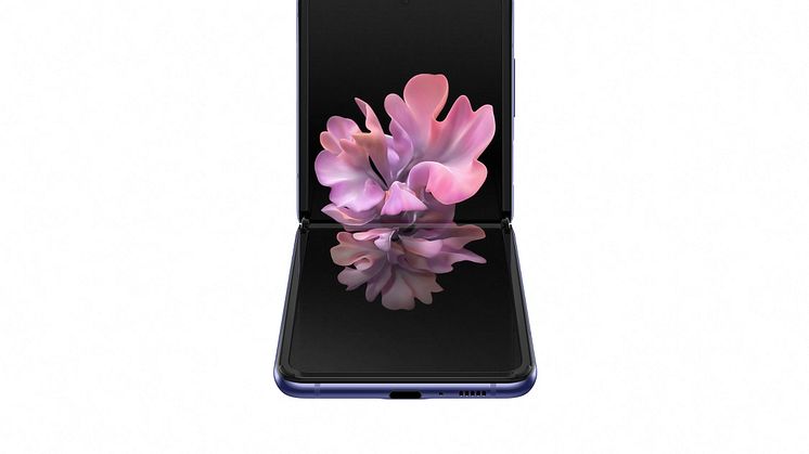 Samsung Galaxy Z Flip_front table top_purple mirror