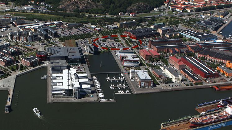 Flygfoto över Lindholmshamnen