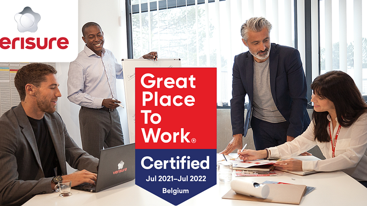 Verisure Belgium reçoit la certification Great Place To Work.