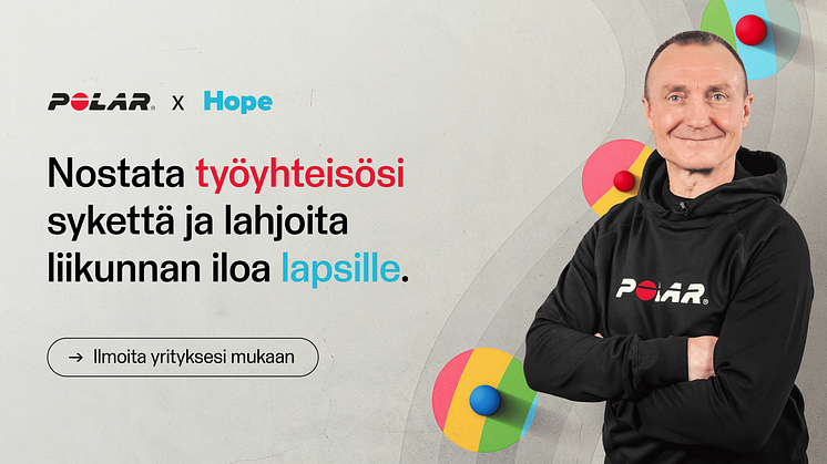 Polar x Hope -hyväntekeväisyyshaasteessa kerätään varoja lasten ja nuorten liikuntaharrastuksiin.