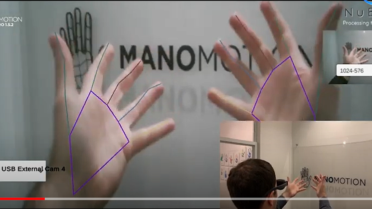 ManoMotions hand tracking as seen through NuEyes Pro3 Smart Glasses
