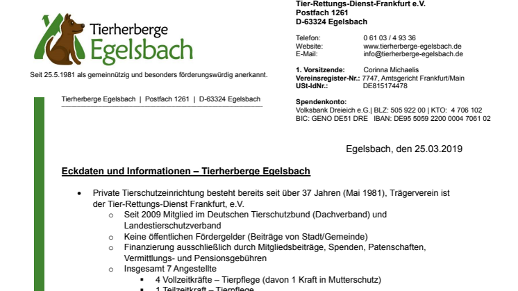 Information Tierherberge Egelsbach