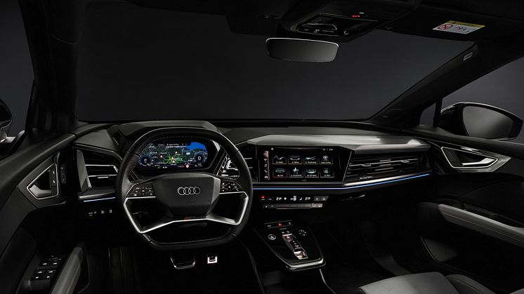 Audi Q4 e-tron interiør med touchbetjening på rattet