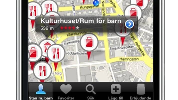 Ny iPhone-app hittar barnvänliga ställen