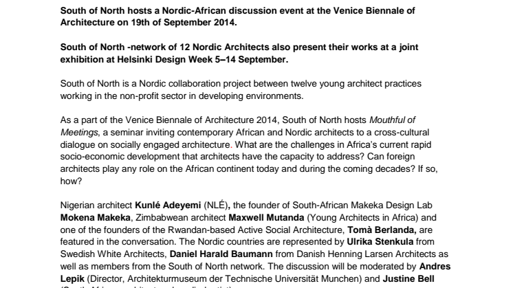 Press release, Mouthful of Meetings, seminar 19 September, Venice Biennale