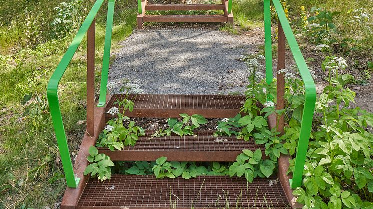 Trappa med gröna räcken i Årstabergsparken