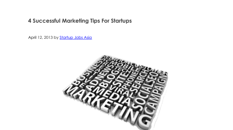 4 Successful Marketing Tips For StartUps