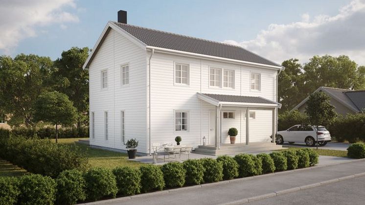 I Kv Västra Strand bygger OBOS sju Smålandsvillor av modellen Villa Markaryd. 