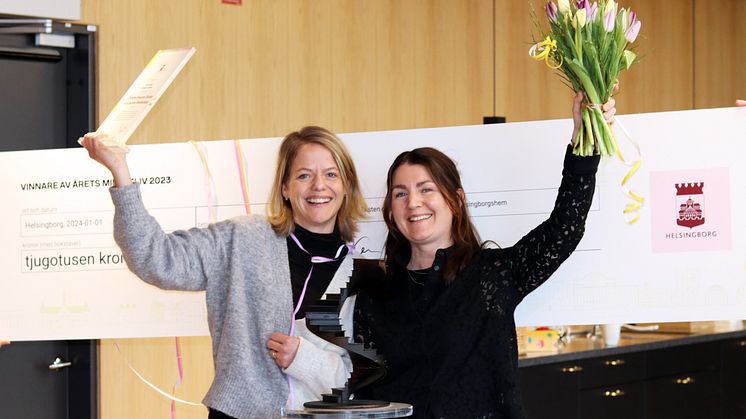 Christine och Caroline vann priset Årets miljökliv från Helsingborgs stad. Foto: Helsingborgs stad.