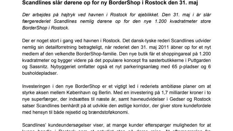 Scandlines slår dørene op for ny BorderShop i Rostock den 31. maj