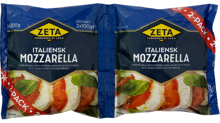 Zeta lanserar marknadens första Mozzarella i 2-pack