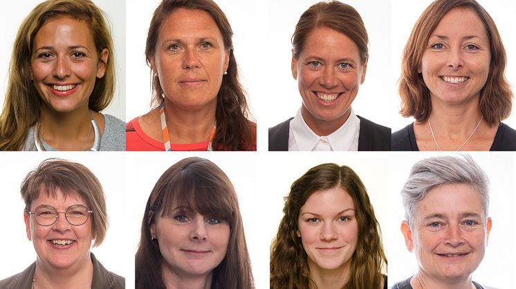 Från vänster längst upp: Josefin Jinnestrand, Karin Olholt, Karin Walden, Åsa Rosberg, Mia palm, Sara Hoff, Sara Kralmark, Åsa Svensson