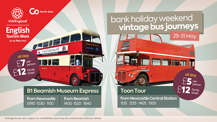 Go North East to celebrate English Tourism Week with seasonal services and vintage bus journeys this bank holiday weekend