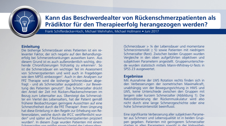 Handout zur FPZ Studie "Einfluss des Schmerzalters auf den Behandlungserfolg"
