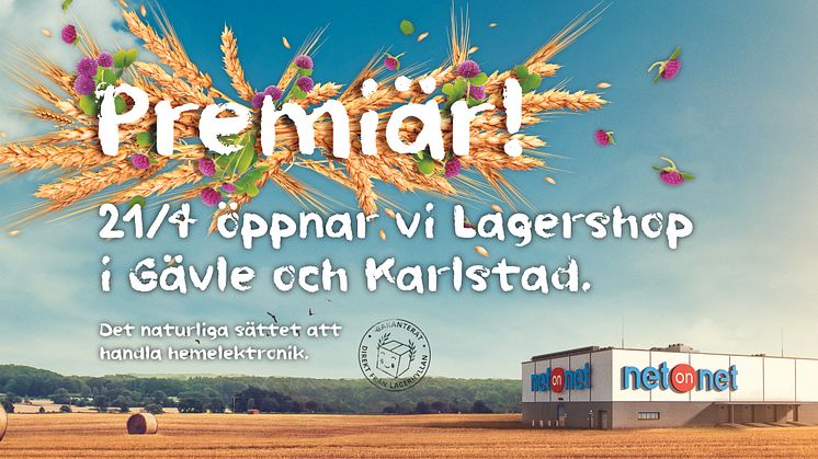 Expansionen av NetOnNet fortsätter och nu har turen kommit till Gävle och Karlstad som får vardera en NetOnNet Lagershop i staden. Båda Lagershopparna har premiär fredagen den 21 april kl. 08:00. 