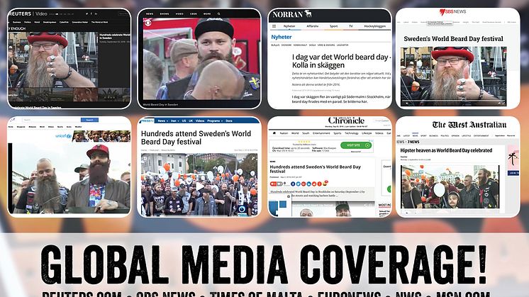 Skäggparaden på World Beard Day uppmärksammas i internationella medier!