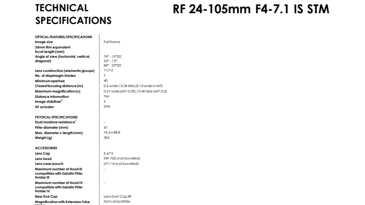 PR Spec Sheet RF 24-105mm F4-7.1 IS STM