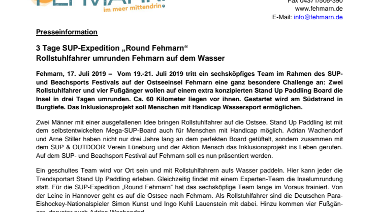 3 Tage SUP-Expedition „Round Fehmarn“