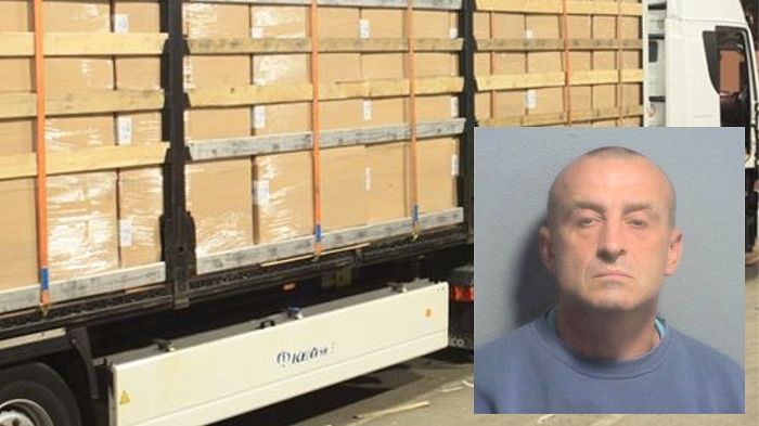 Lorry driver Andrzej Krasnodebski (inset) was caught at Dover smuggling 9.5 million cigarettes into the UK