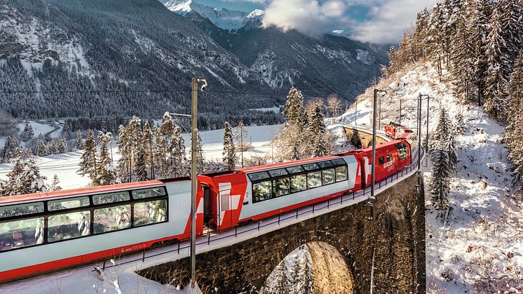 Glacier Express auf dem Schmittenviadukt in Graubünden  © 2018 Tobias Wyser