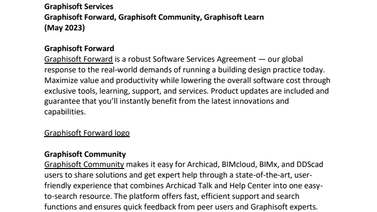 Graphisoft Forward, Graphisoft Community, Graphisoft Learn positioning statements and logos