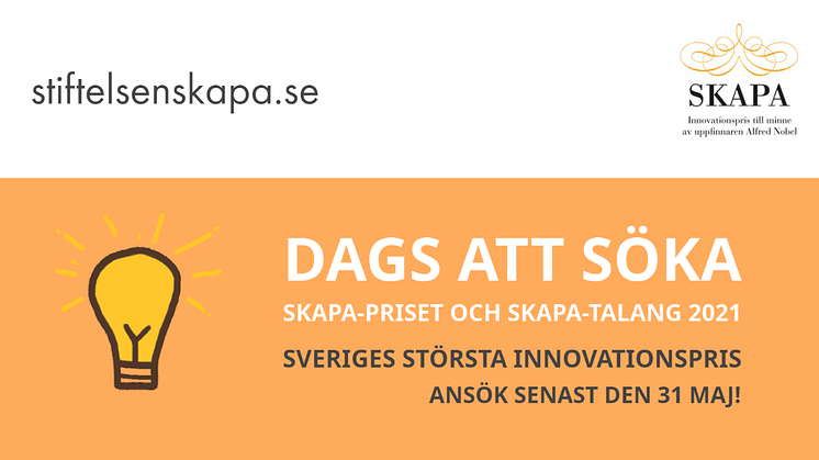 Är du Sveriges nästa mästare i innovation? Sök Sveriges största innovationspris senast den 31 maj