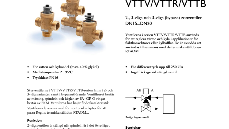 Produktblad för VTTV / VTTR / VTTB
