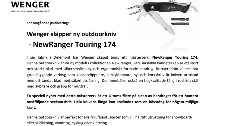 Wenger släpper ny outdoorkniv - NewRanger Touring 174