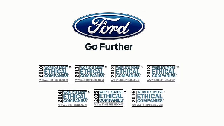 Ford er eneste bilproducent på Ethisphere Institutes liste over verdens mest etiske virksomheder