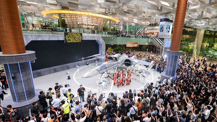 Star Wars X-wing and TIE fighter land at Singapore Changi Airport 